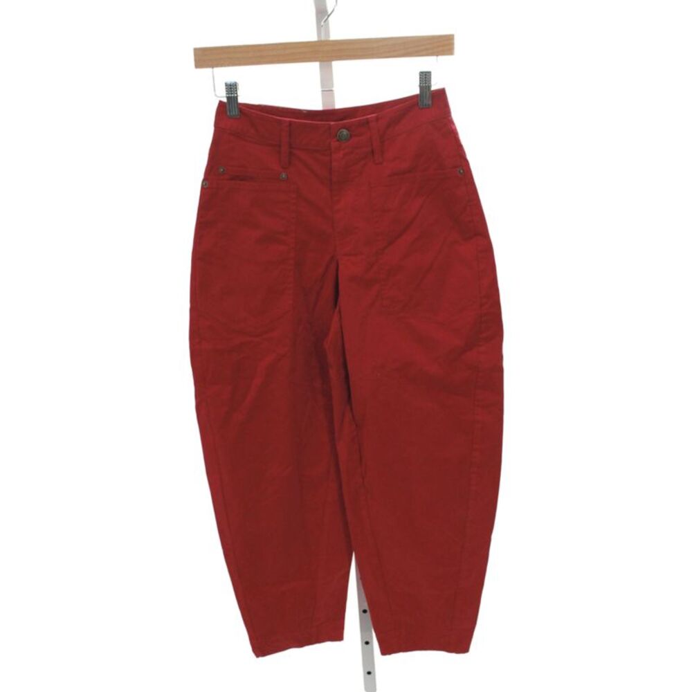 Ruti Womens Cropped Red Pants Button 97% Cotton Size 2